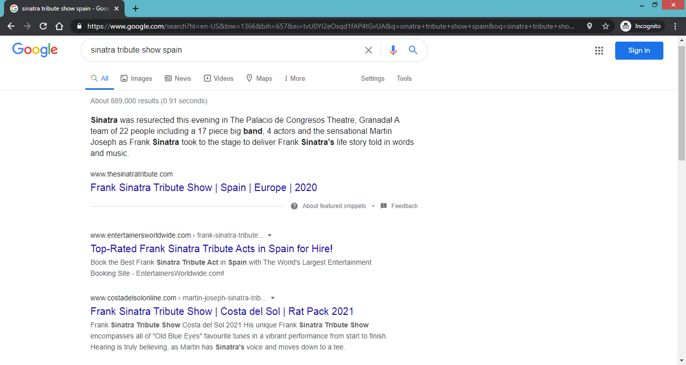Google rich snippet search results on the Costa del Sol by OK Create.